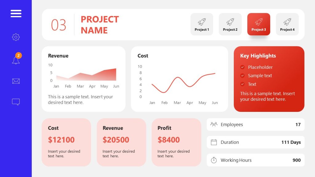 Dashboard Slide with Red Color Highlights - SlideModel