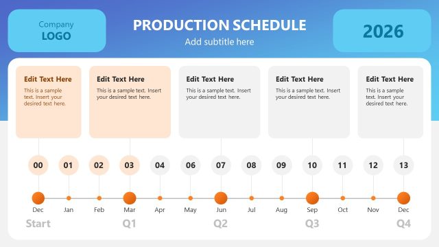 Four Quarters Production Schedule Slide Template