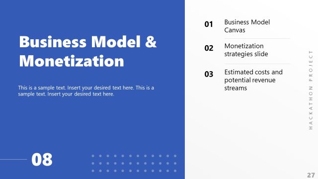 Business Model & Monetization Slide – Hackathon PowerPoint Template