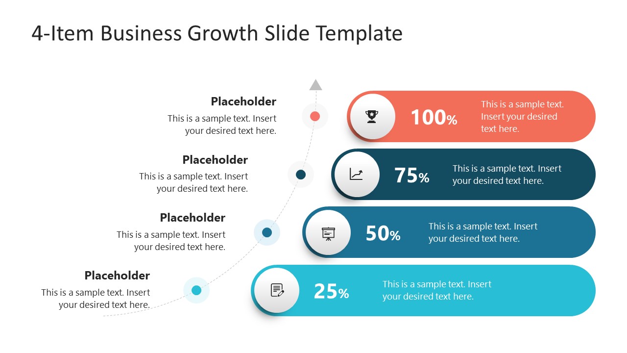 Editable 4-Item Business Growth Diagram for PowerPoint