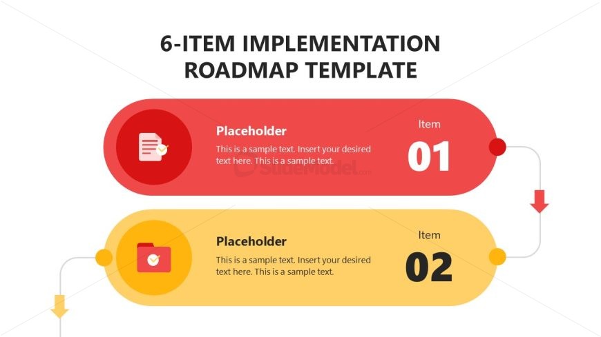 Customizable 6-Item Implementation Roadmap Presentation PPT Template 