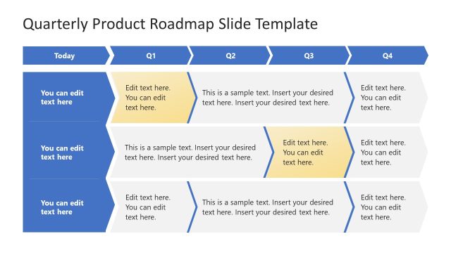 Quarterly Product Roadmap Slide with Chevrons