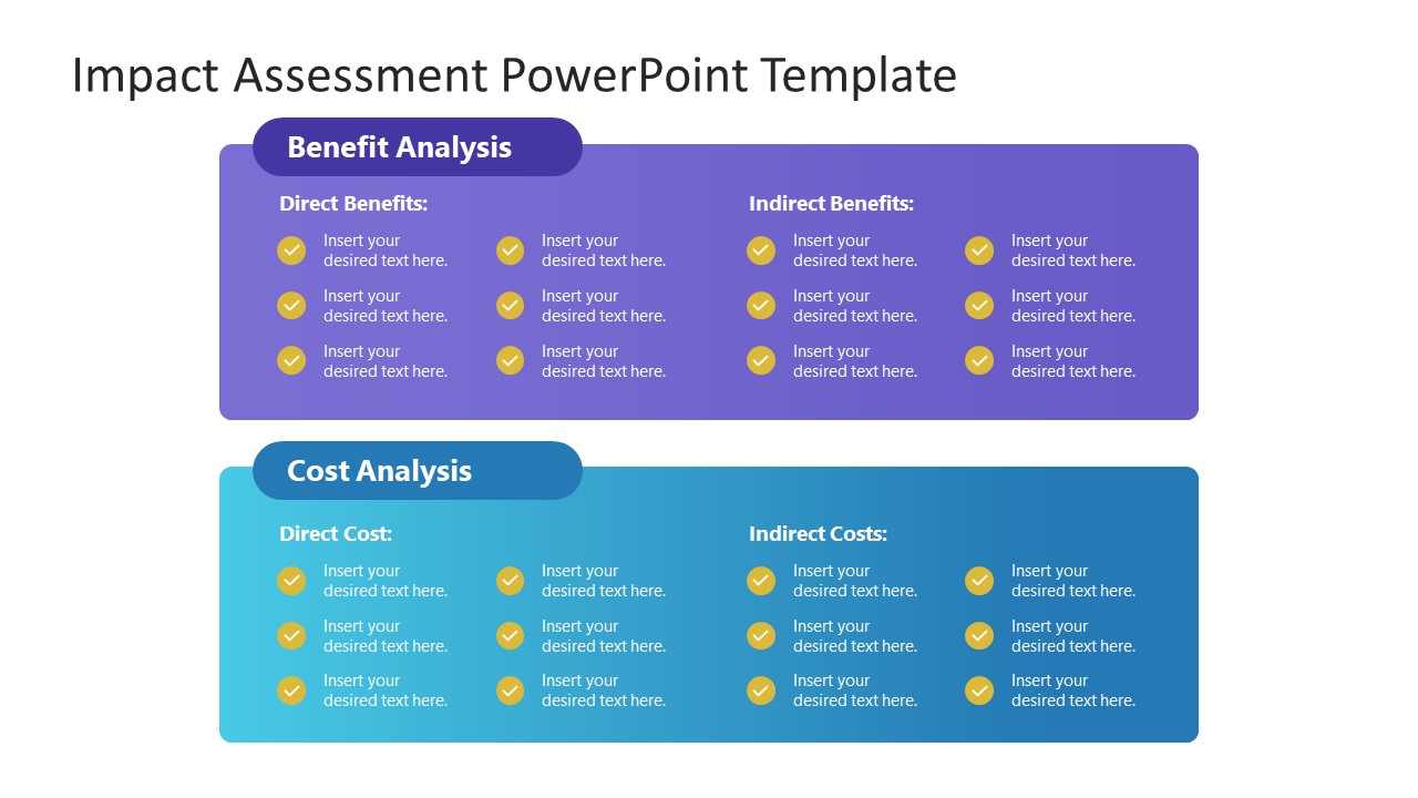 Cost and Benefit Analysis Slide for Impact Assessment PowerPoint Template