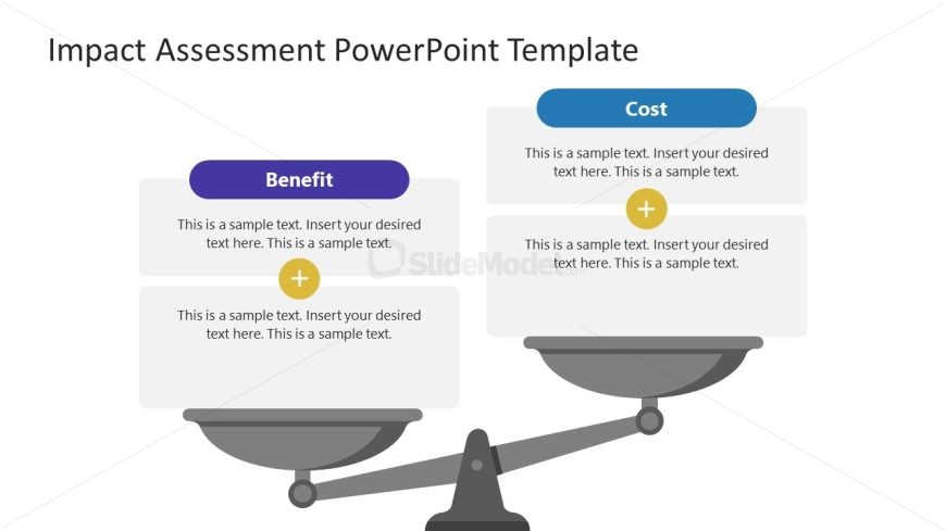 Impact Assessment PowerPoint Template with Weight Balance Diagram