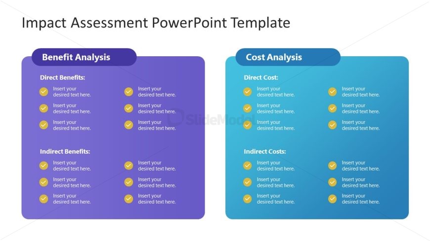 Direct and Indirect Cost Benefit Analysis Slide Impact Assessment PPT Template