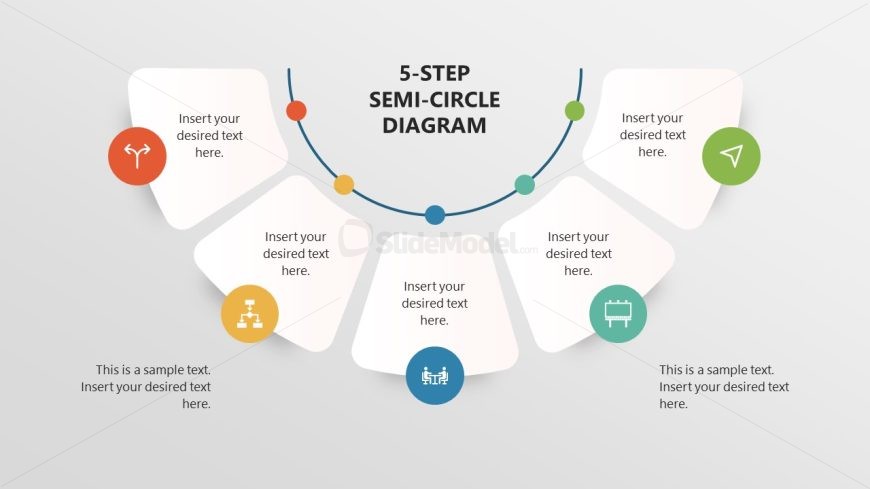 PowerPoint Slide Template with 5-Step Semi Circle Diagram