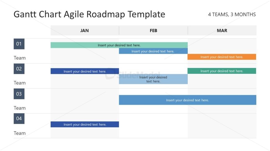 Gantt Chart Agile Roadmap with Rows and Columns 