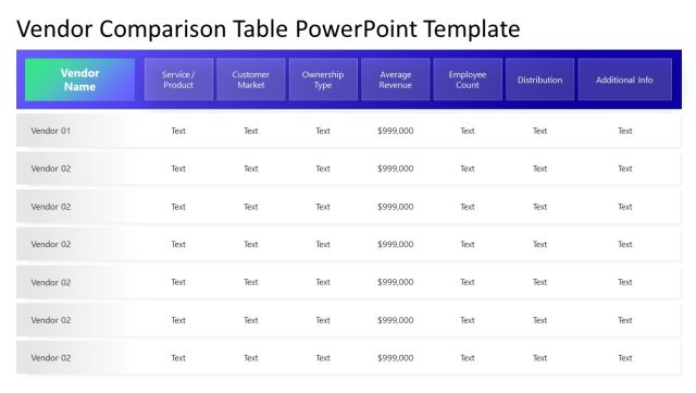 Vendor Comparison Matrix PowerPoint Template - SlideModel