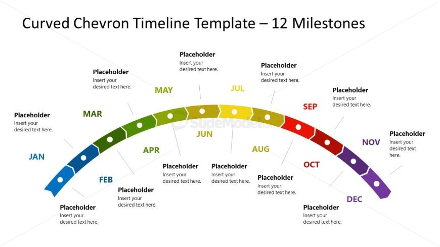 12-Months Curved Chevron Timeline Presentation Diagram