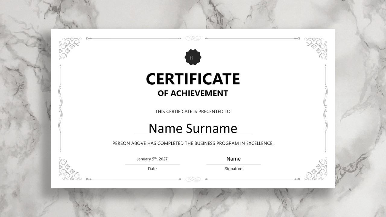 blank certificate of achievement