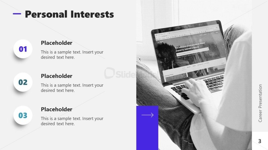 Personal Interests Slide for Career Presentation PowerPoint Template 