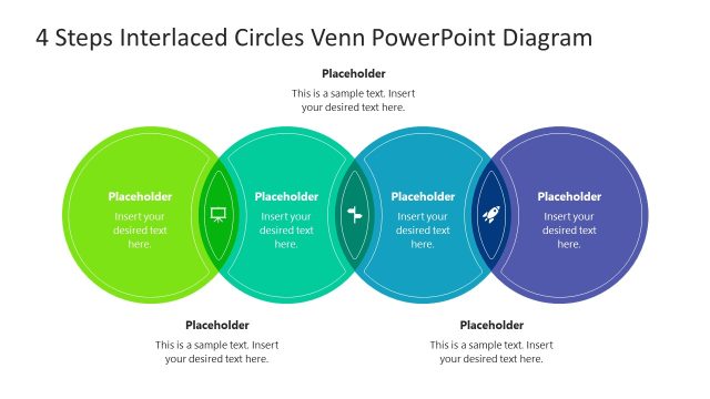4 Steps Interlaced Circles Venn PowerPoint Diagram