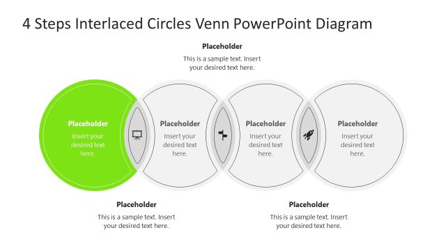 Editable 4 Steps Interlaced Circles Venn PowerPoint Template