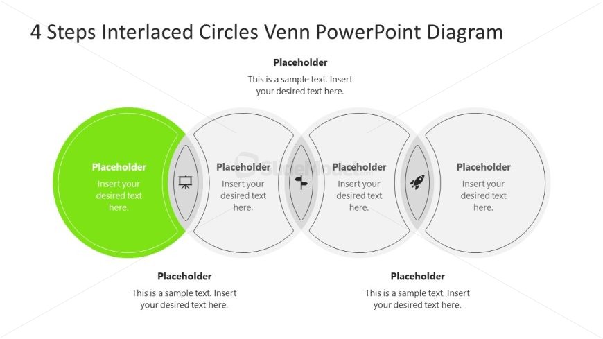 Step 1 Slide for 4 Steps Interlaced Circles Venn Diagram Presentation