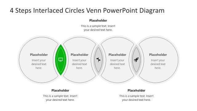4 Steps Interlaced Circles Venn PowerPoint Presentation Template