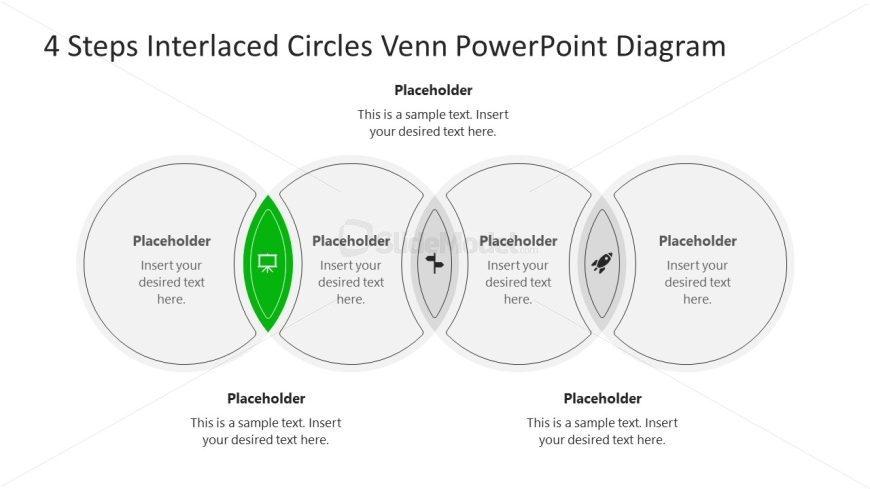 PowerPoint Diagram for 4 Steps Interlaced Circles Venn Presentation