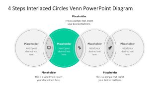 4 Steps Interlaced Circles Venn PowerPoint Diagram