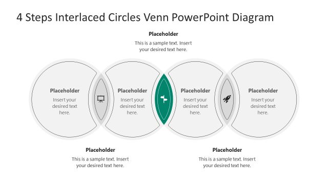 Customizable 4 Steps Interlaced Circles Venn Diagram PPT Presentation Slide