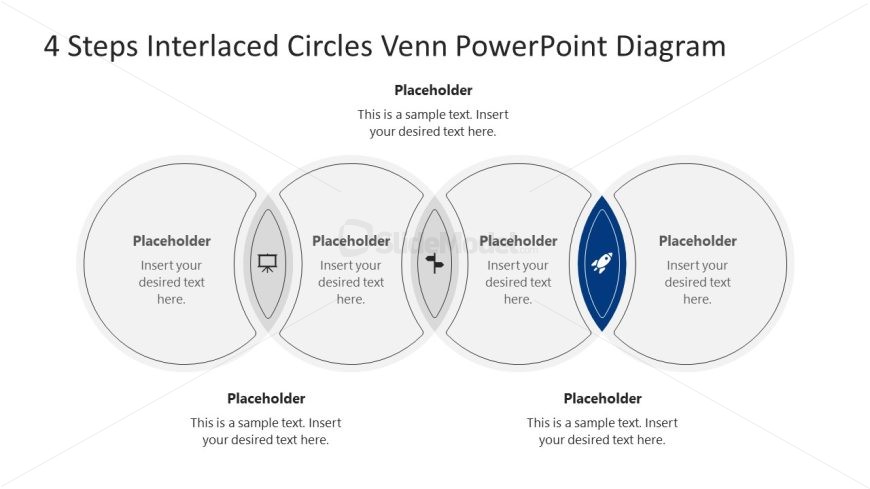 4 Steps Interlaced Circles Venn Diagram for PPT Presentation