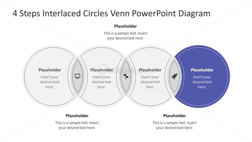 4 Steps Interlaced Circles Venn Template - Editable Slide for Step Four 