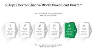 6 Steps Chevron Shadow Blocks Template Slide for Presentation