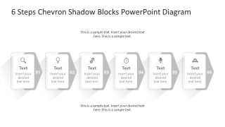 PPT Presentation Template for 6 Steps Chevron Shadow Blocks Diagram 