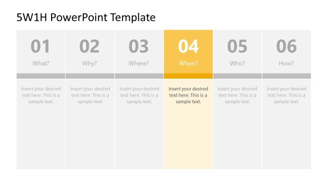 When Question Color Highlight Slide –  5W1H PPT Template