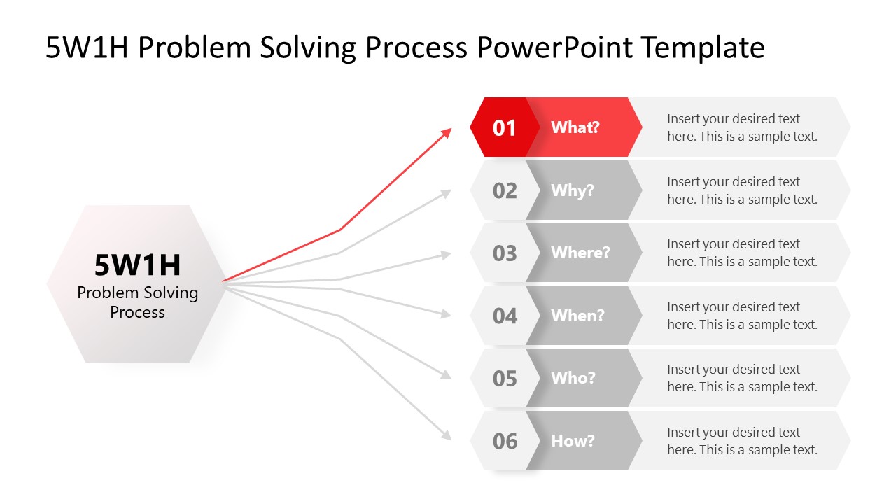 5W1H Problem Solving PowerPoint Template & Presentation Slide