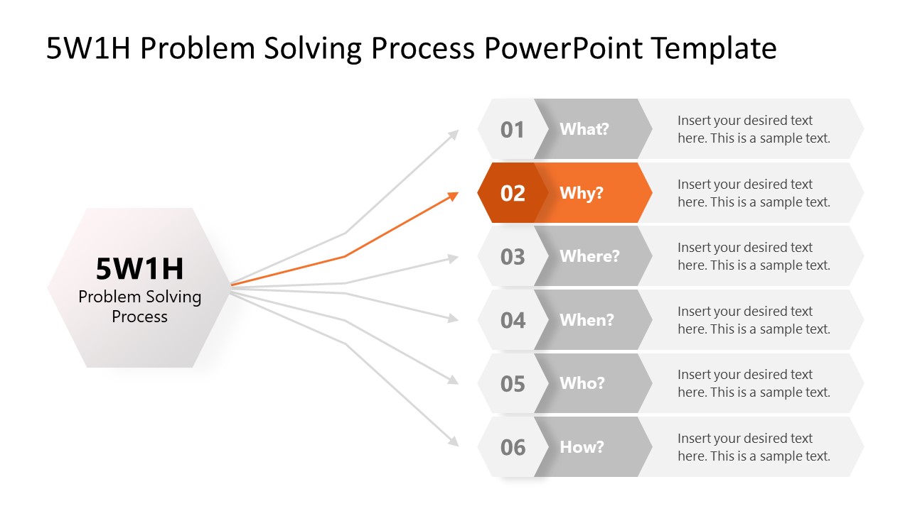 5W1H Problem Solving PowerPoint Template & Presentation Slide