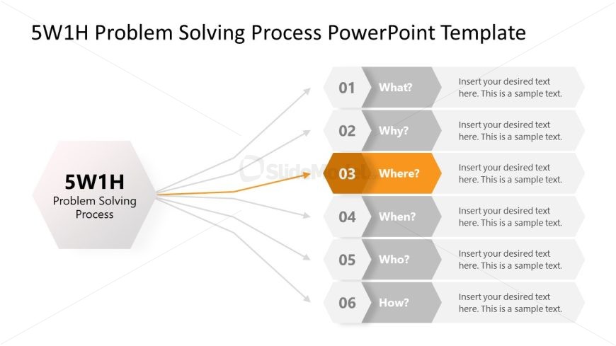 Where Question Slide for 5W1H Problem Solving Template for PowerPoint Presentation