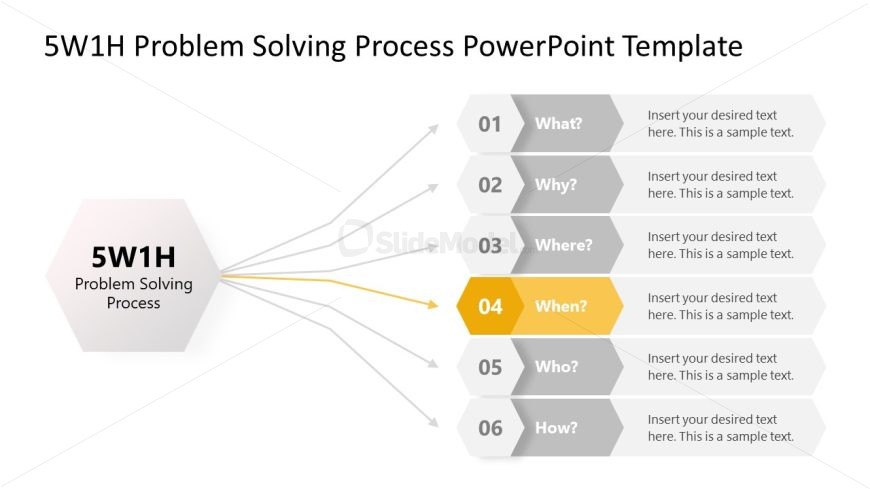 When Question Color Highlight 5W1H Template Slide for PPT Presentation