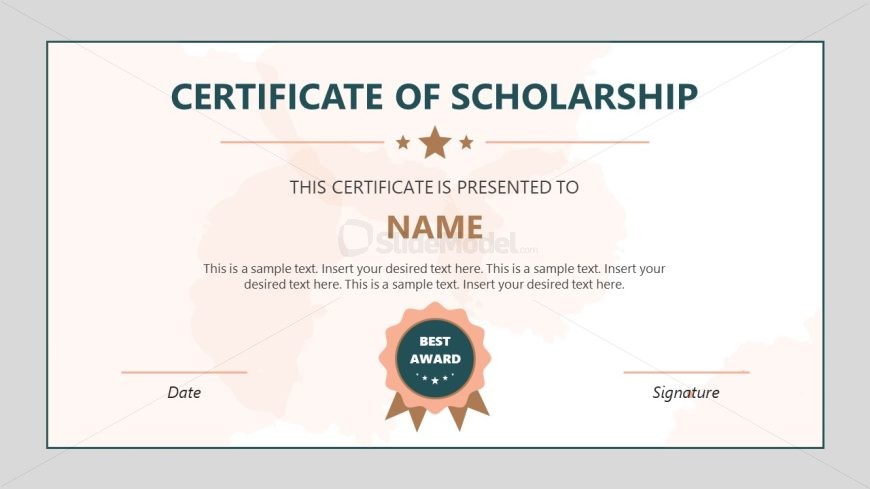 Scholarship Certificate Template for PowerPoint 