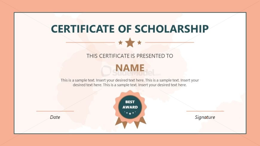 Scholarship Certificate PPT Slide 