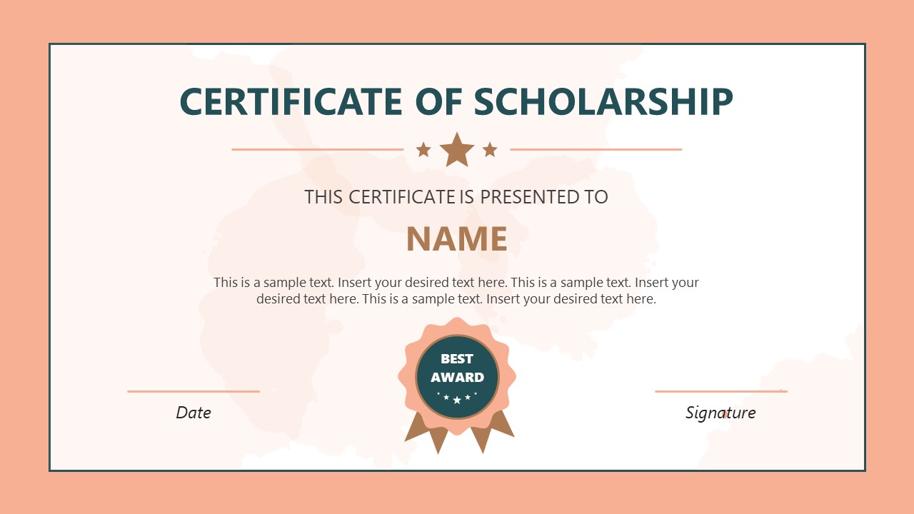 Scholarship Certificate PowerPoint Template