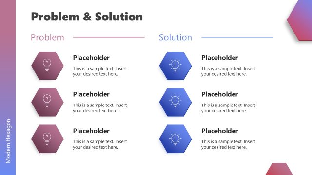 Problem & Solution Slide – Hexagon Pitch Deck Template
