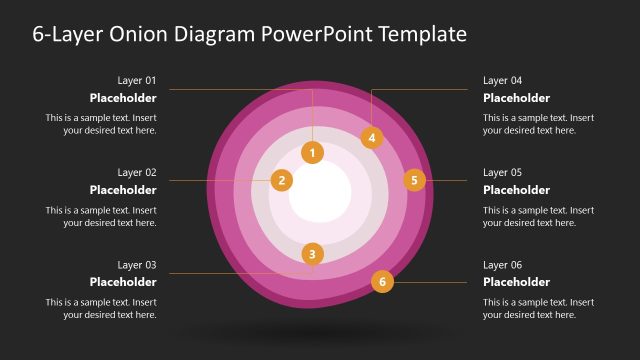 6-Layers Onion Diagram for PPT Presentation – Dark Background