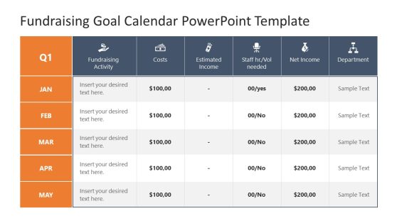 Customizable Fundraising Goal Calendar Template 