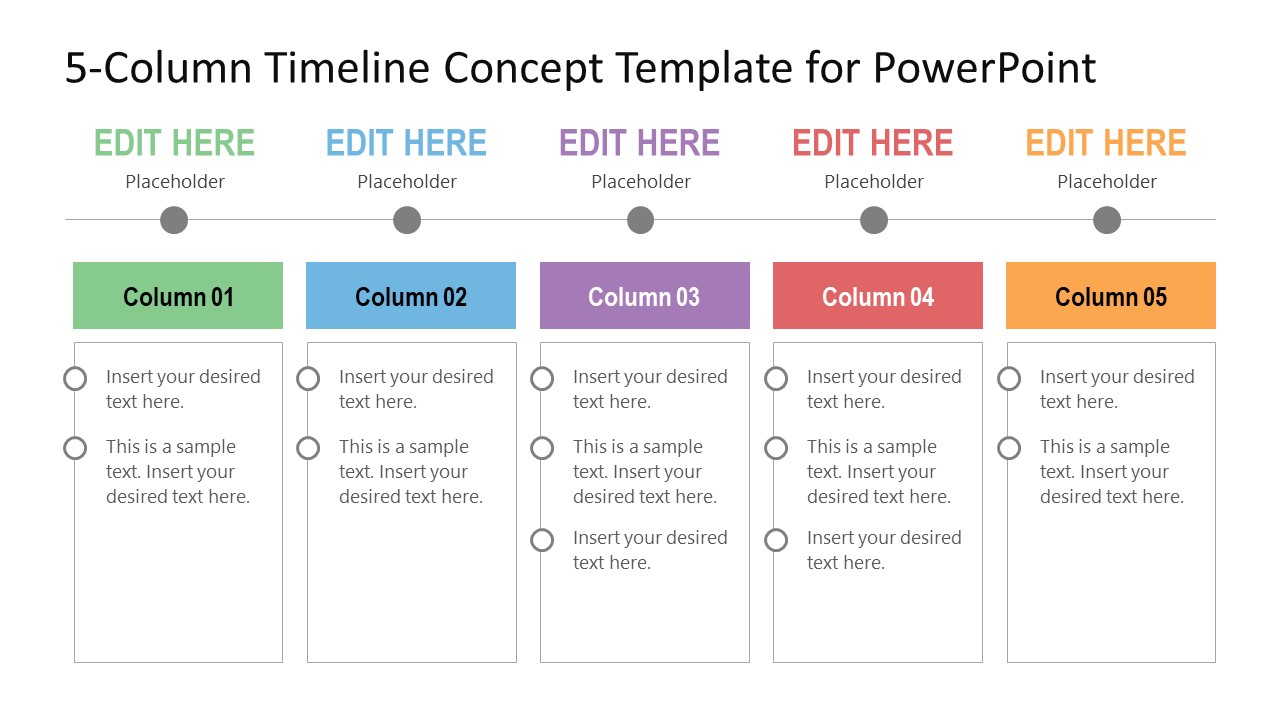 PowerPoint Template for 5-Column Timeline Concept