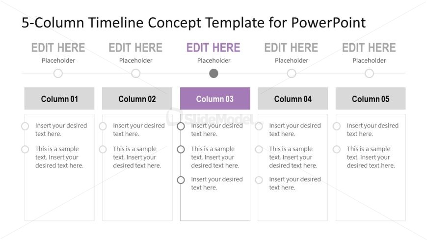 5-Column Timeline Concept Presentation Slide