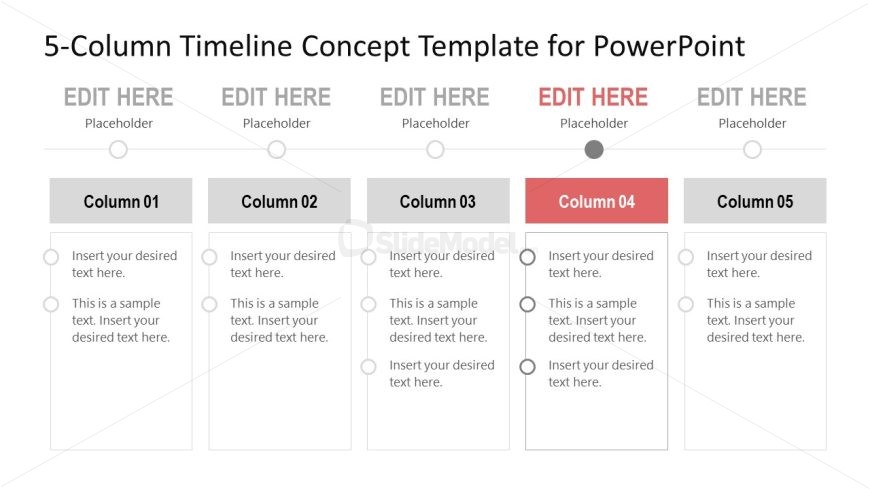 5-Column Timeline Concept PowerPoint Presentation Slide