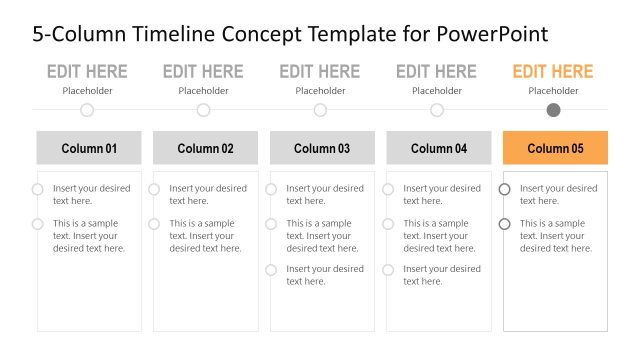 Customizable Column 5 Spotlight Slide PPT Template