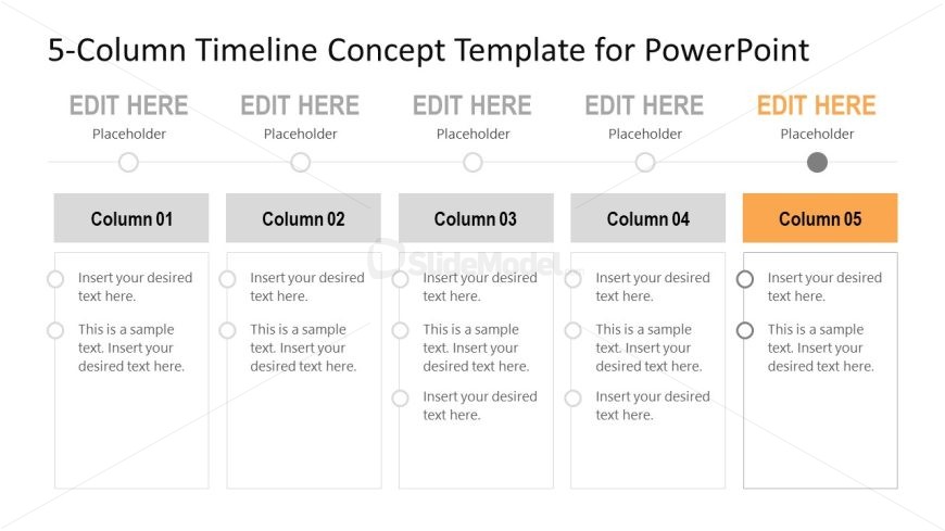 5-Column Timeline Concept Template for PPT Presentation