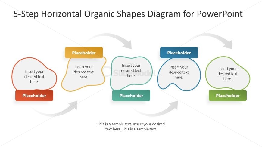 Editable 5-Step Horizontal Organic Shapes PPT Template
