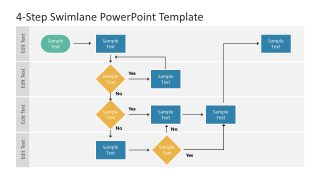 4-Step Swimlane PowerPoint Template