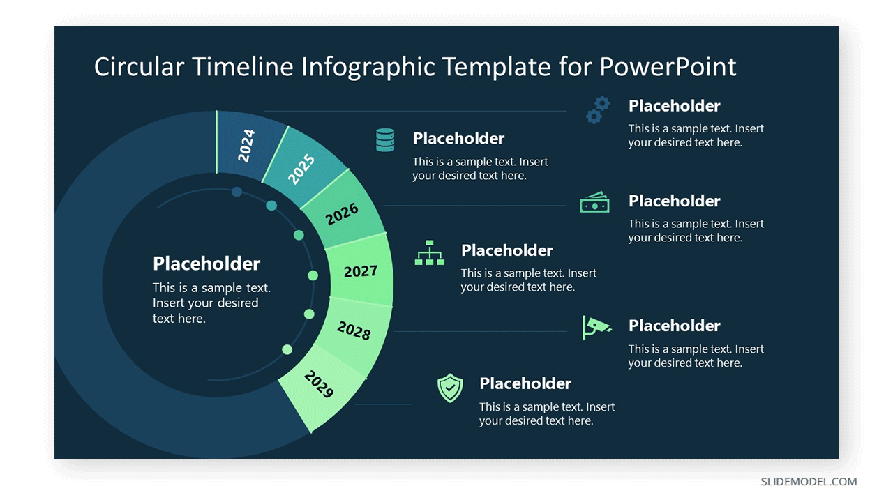 Circular timeline infographic template for PowerPoint