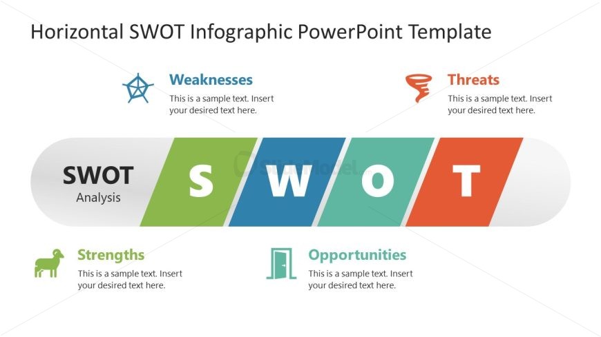 Editable Horizontal SWOT Infographic PPT Template