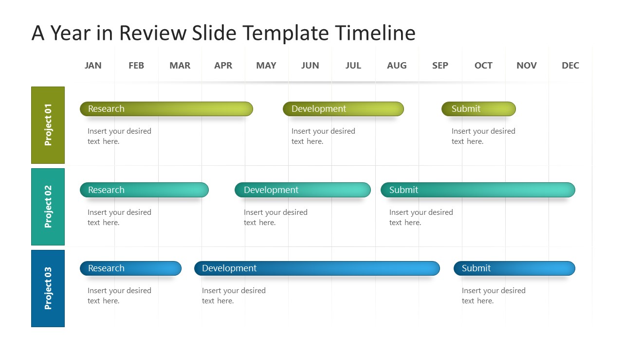 PPT A Year in Review Slide Template with Editable Segments
