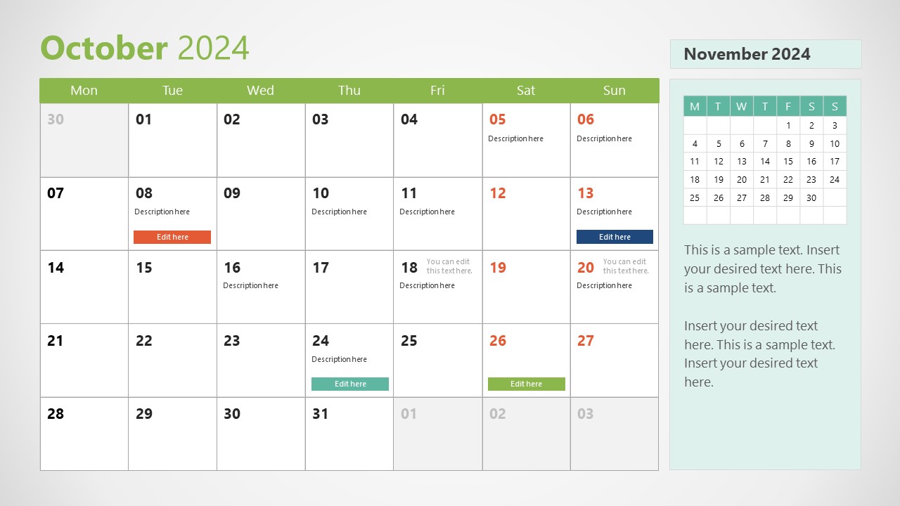 2024 Calendar PowerPoint Template & Presentation Slides