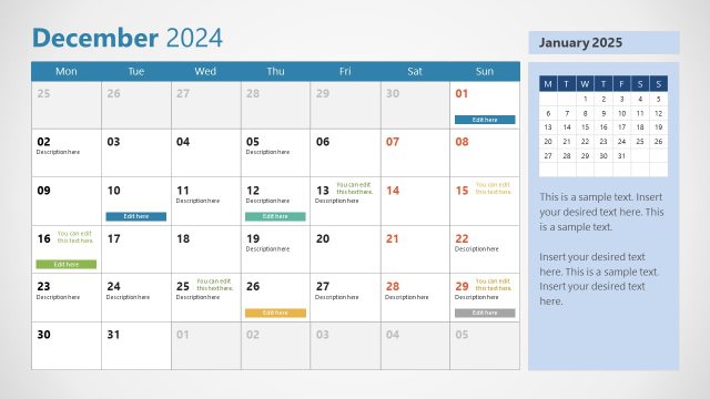 December Slide – 2024 PowerPoint Calendar
