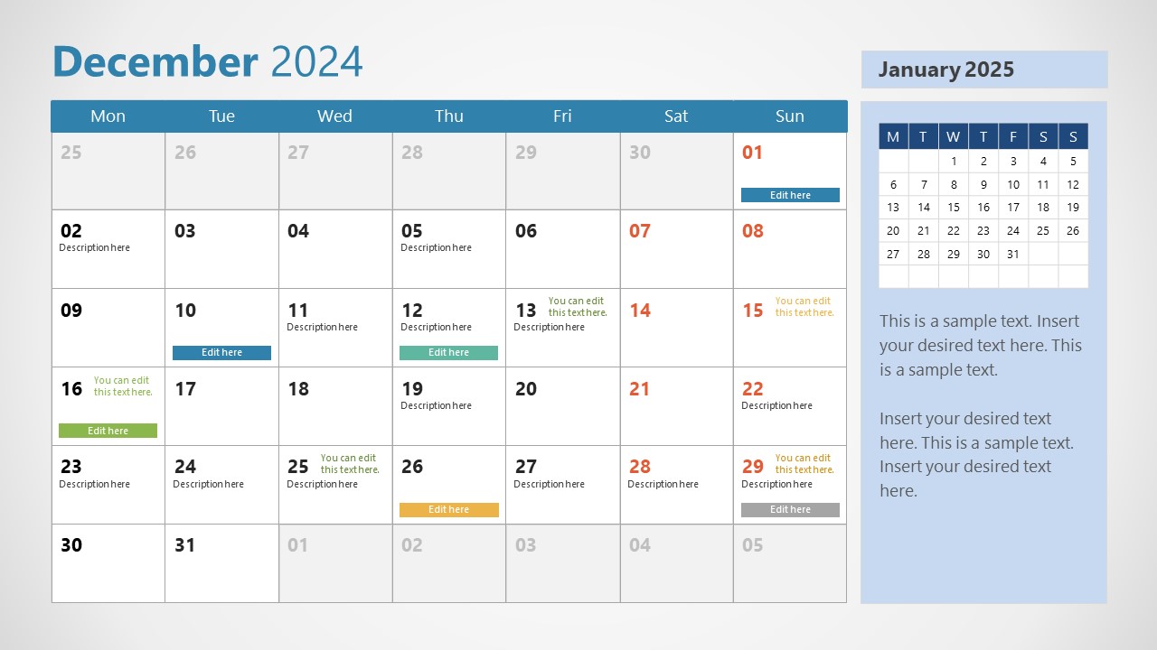2024 Calendar PowerPoint Template & Presentation Slides